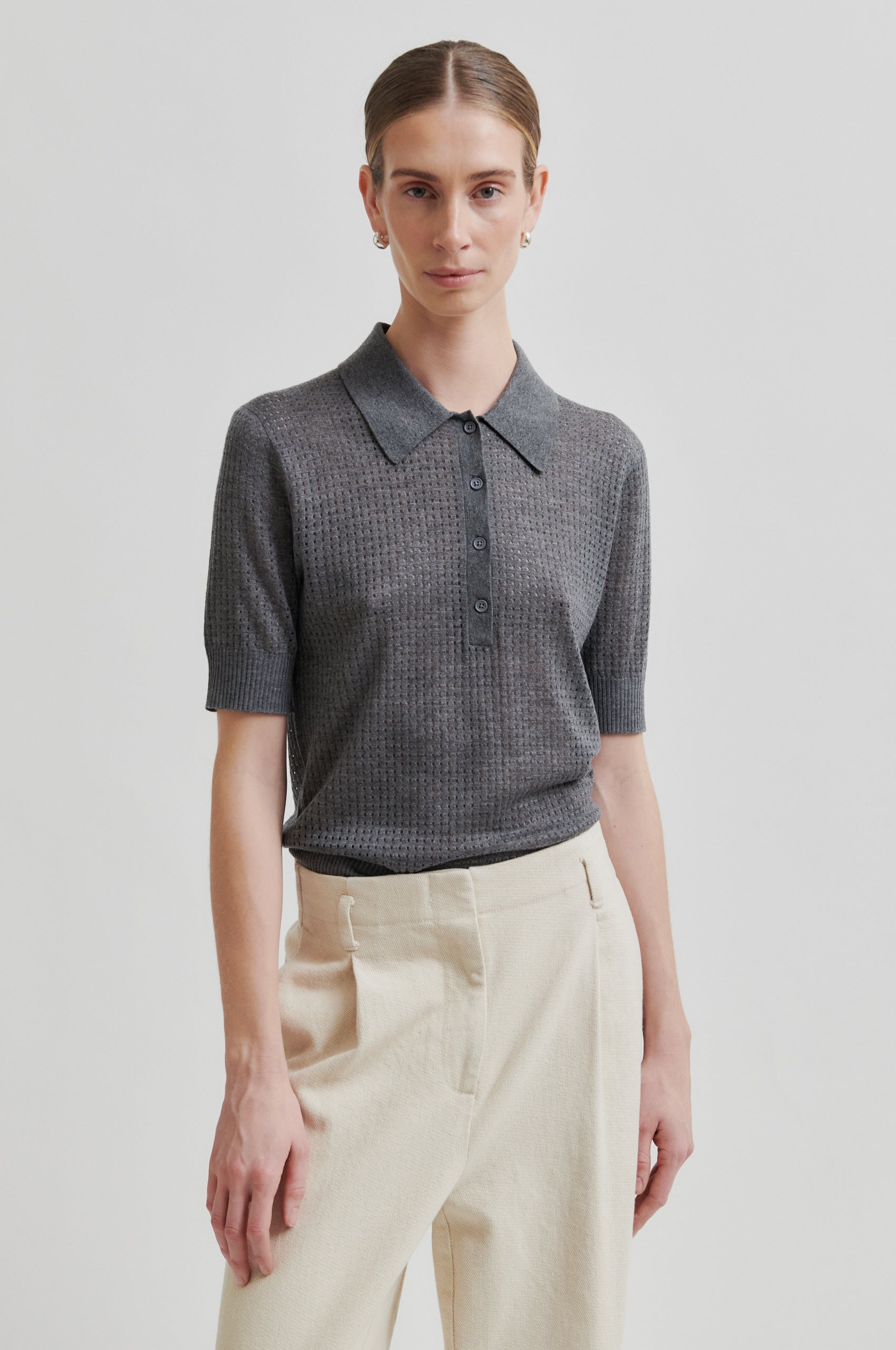 トップス 90s A.P.C. skipper knit polo gray Men's BRUSHY KNITTED Skipper Polo Shirt | GU US