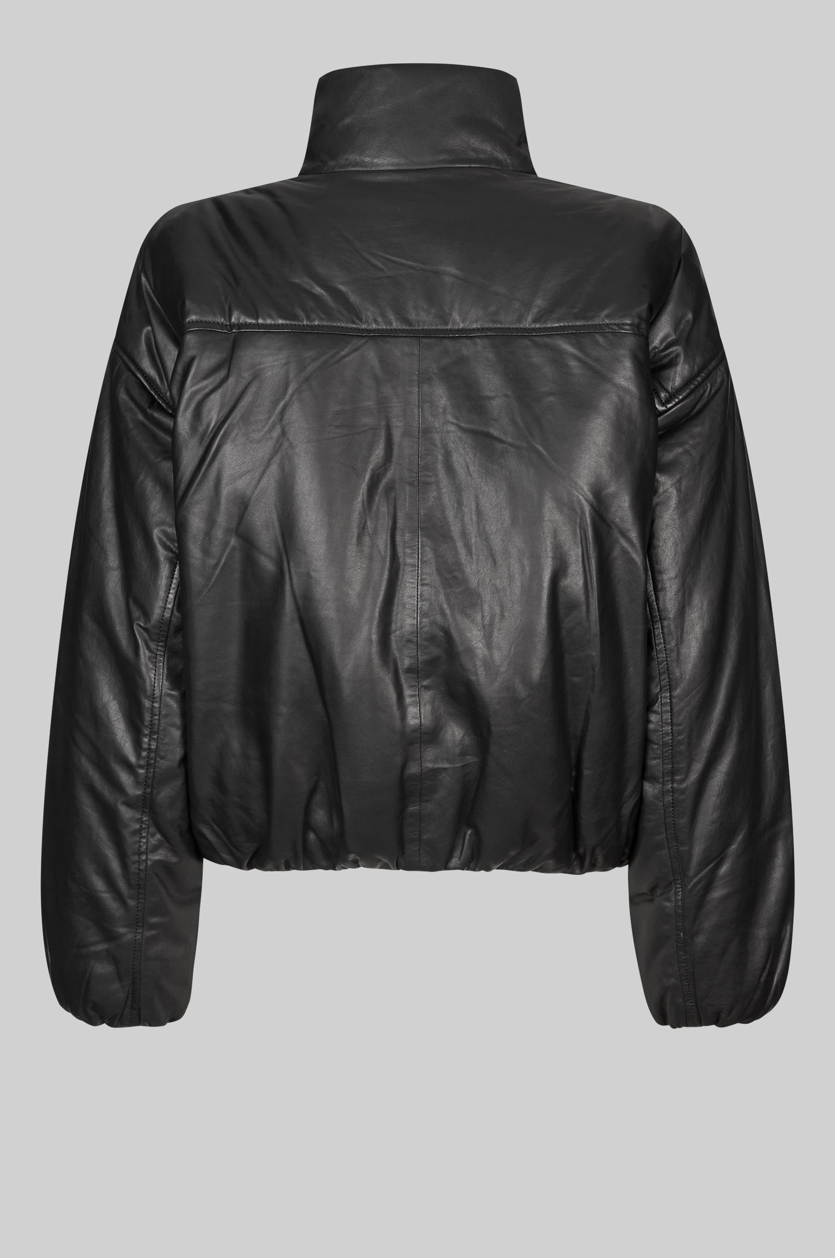 Lamb Fur Collar Goatskin Leather Bomber Jacket - by PalaLeather
