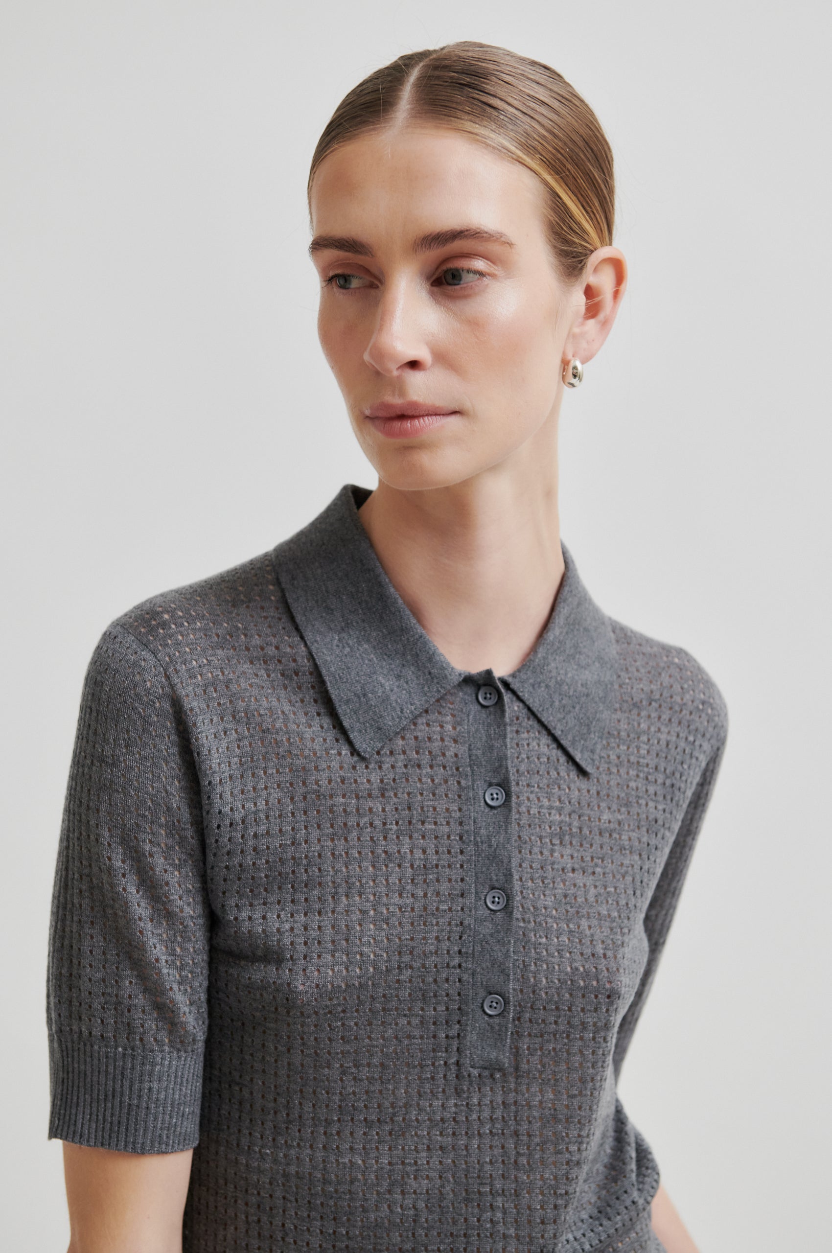 トップス second layer 23ss s/s open knit polo Annika Knit SS – secondfemale.com