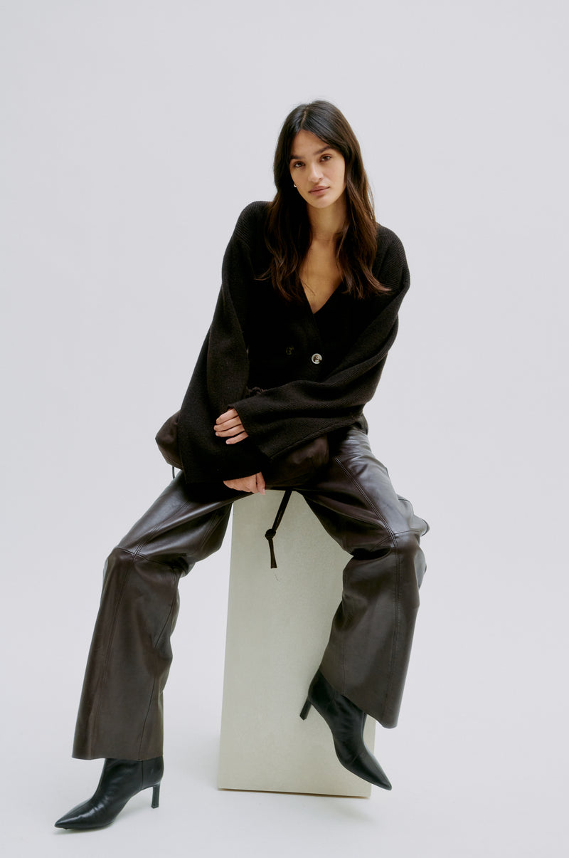Letho Leather Straight Trousers –