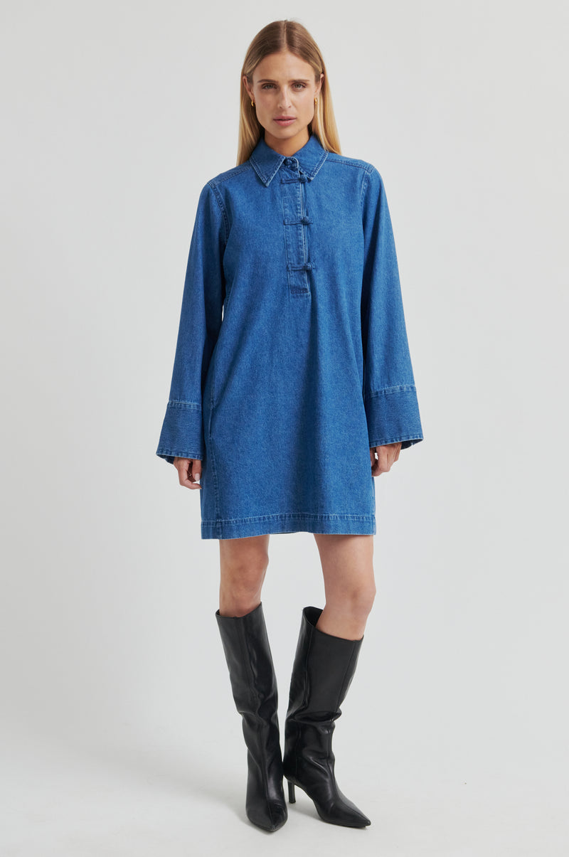 white christmas dresses Cornelia Denim Tunic Dress – secondfemale.com