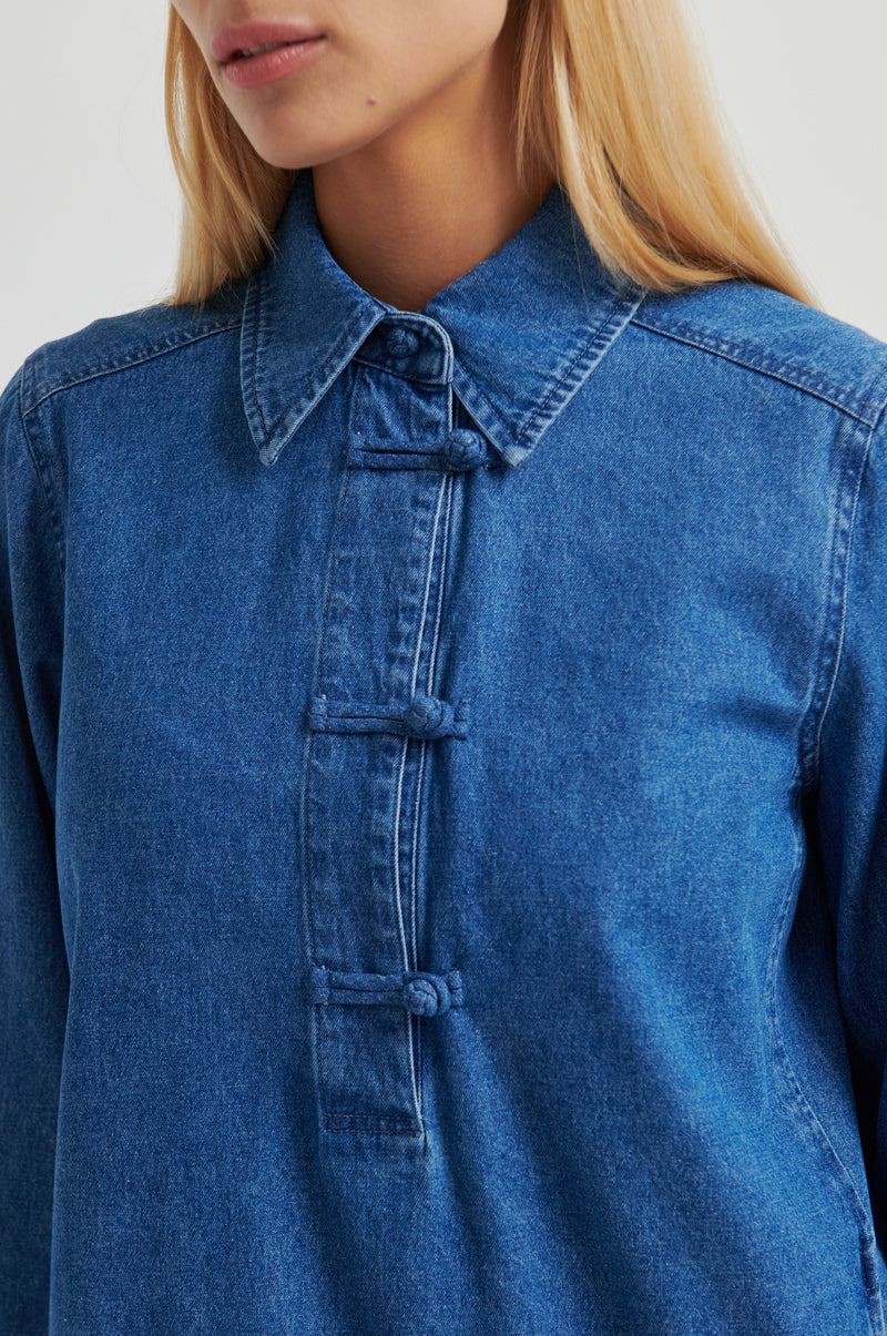 white christmas dresses Cornelia Denim Tunic Dress – secondfemale.com