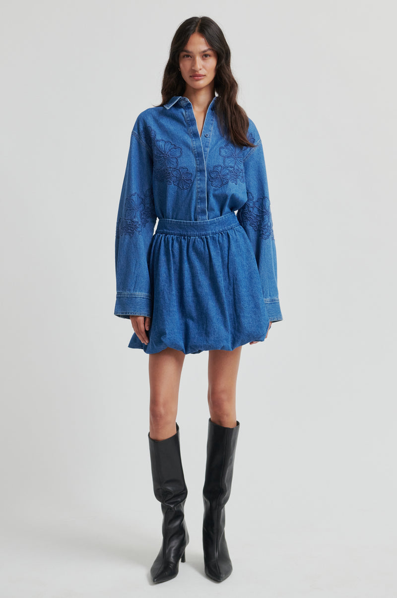 Cornelia Denim Mini Balloon Skirt – secondfemale.com