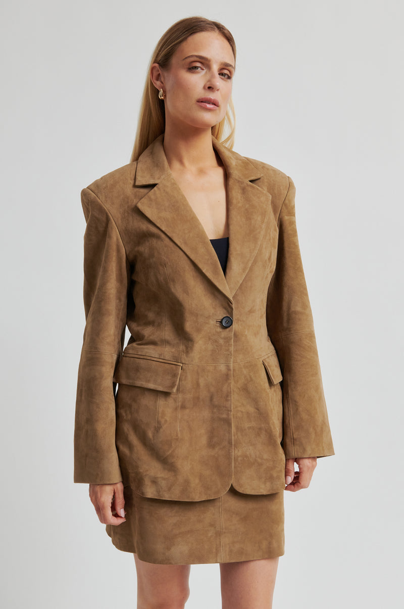 Suellen Fitted Suede Blazer –