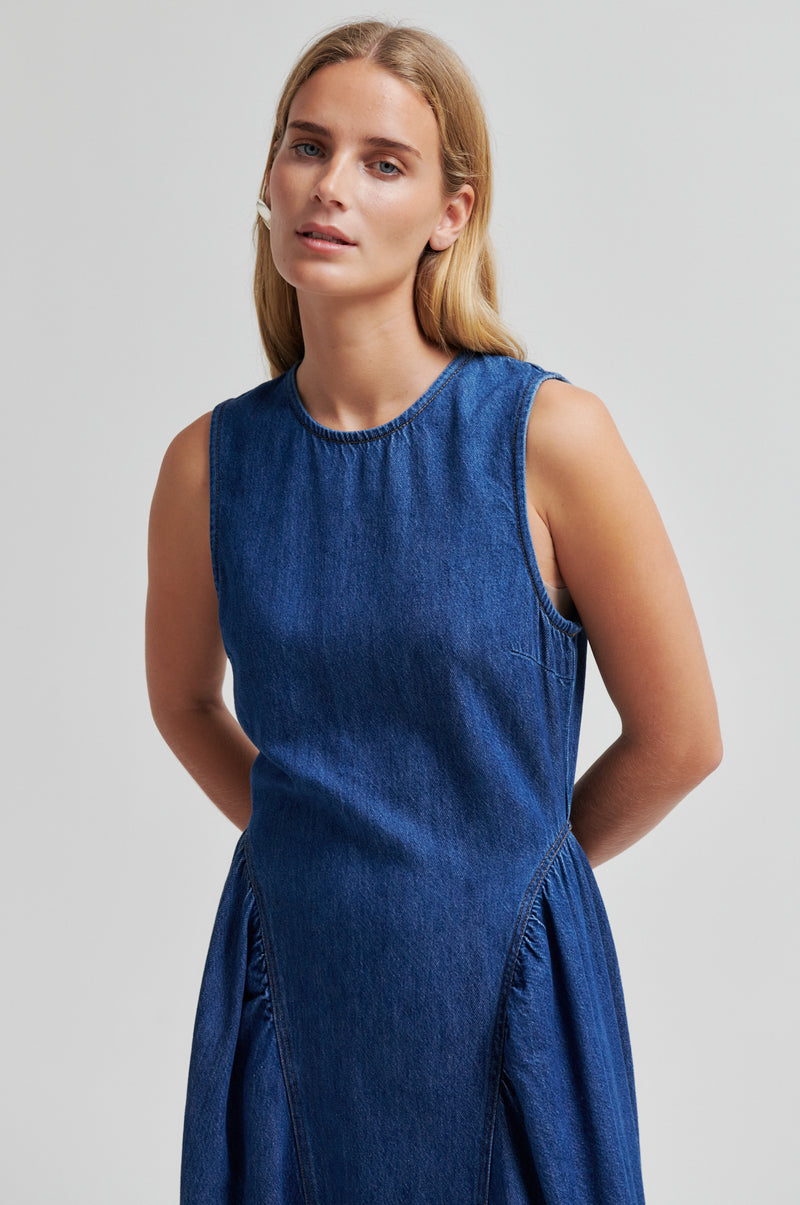 second female denim dress Second Female Lukana Denim Dress in Blue Denim