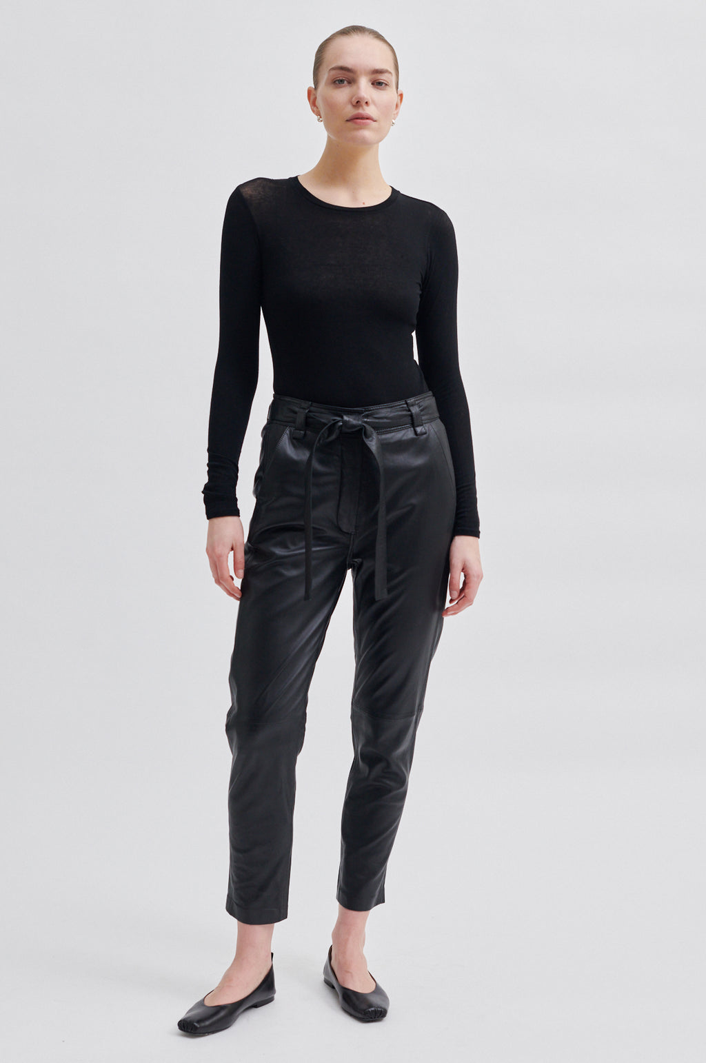 ZARA Cuffed Leather Pants for Women