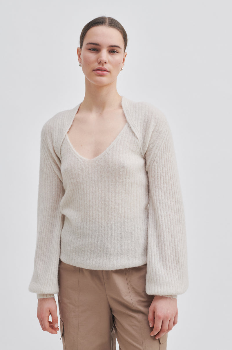 Rib-knit Bolero Sweater